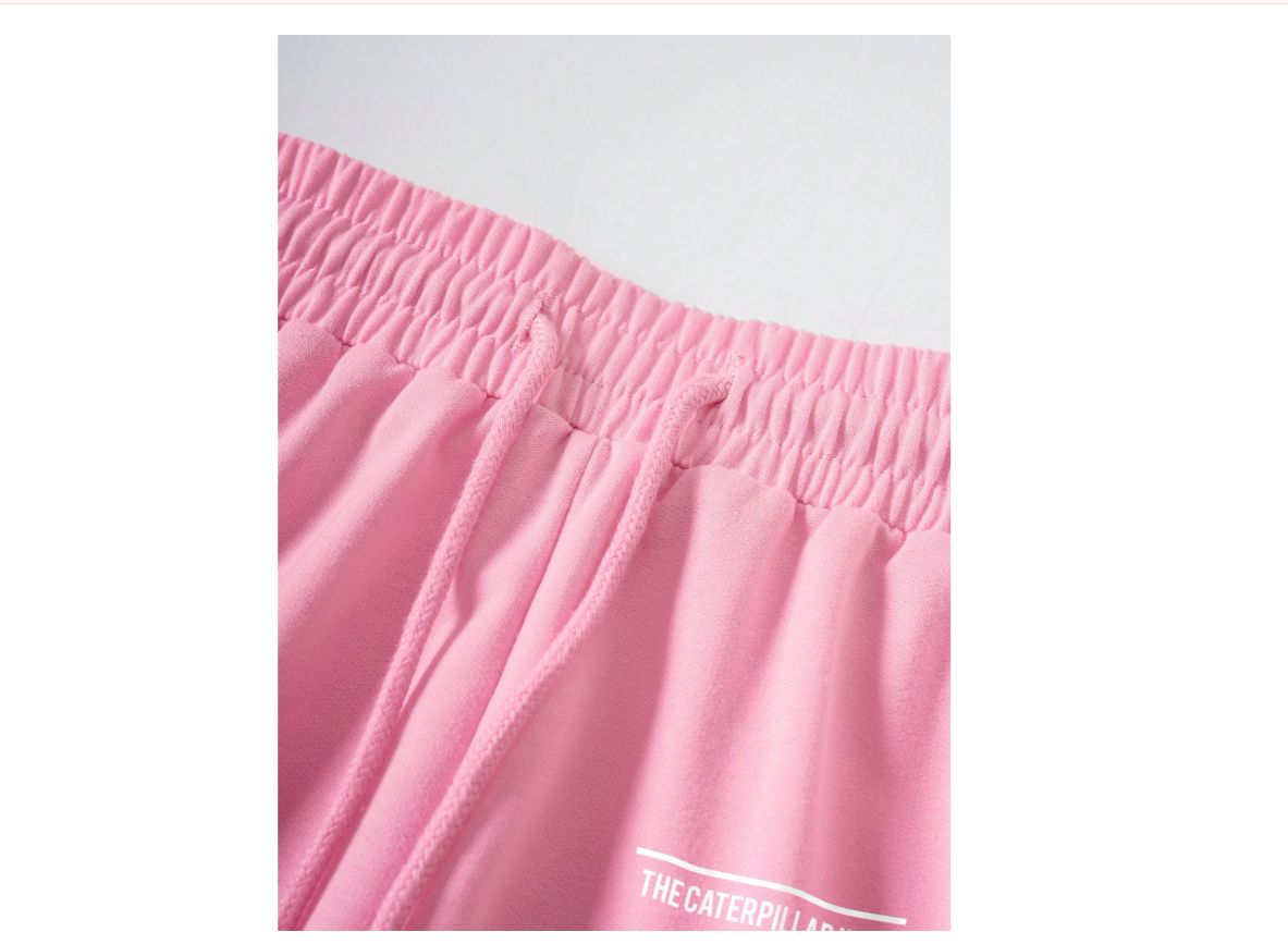 Pantalones cortos deportivos INAWLY con estampado de mariposa y eslogan, con cordón ajustable en la cintura.